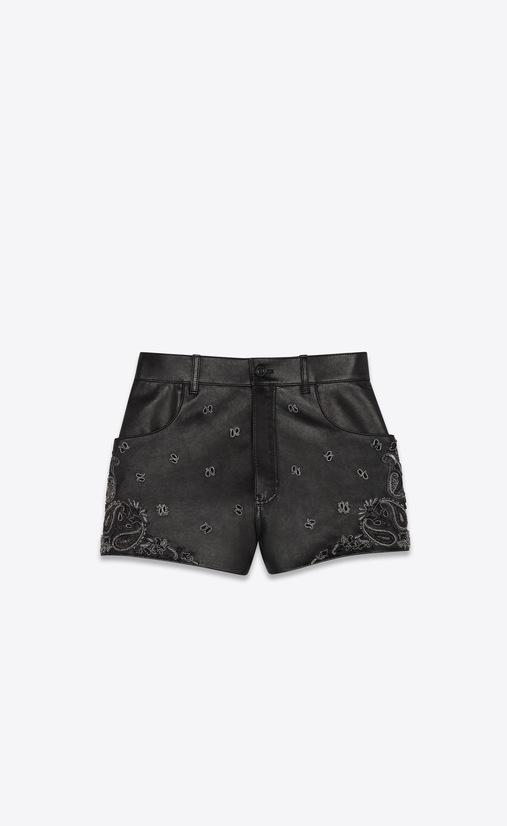 Shorts in lambskin with bandana embroidery